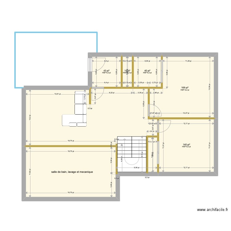 Alain 33 RDJ. Plan de 6 pièces et 94 m2