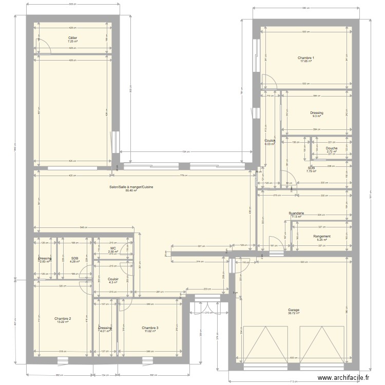 plan de maison en h