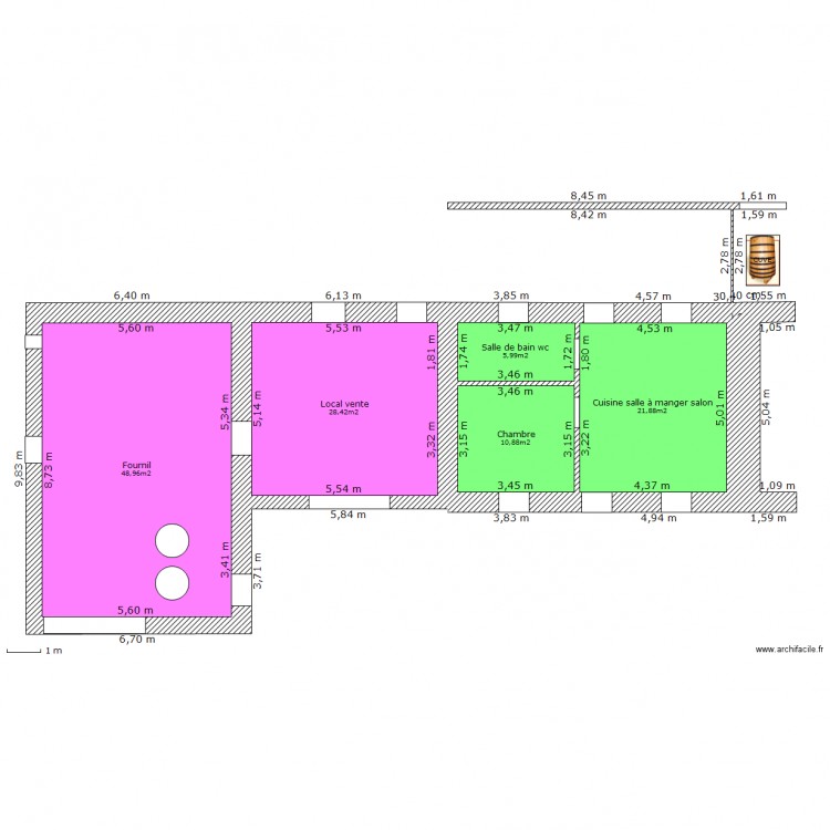 Bloc fournil rénové. Plan de 0 pièce et 0 m2