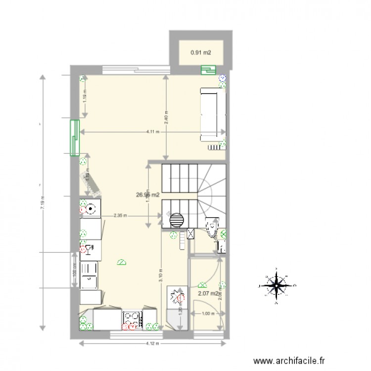VC 1 VALIDE COTE wc nord RDC escalier U . Plan de 0 pièce et 0 m2