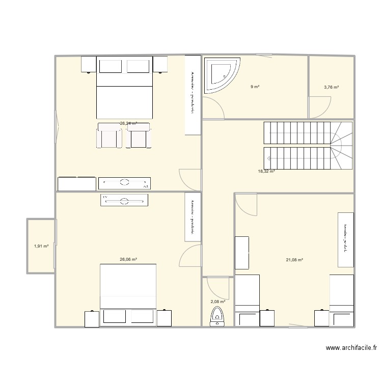 2 éme étage 3. Plan de 8 pièces et 108 m2