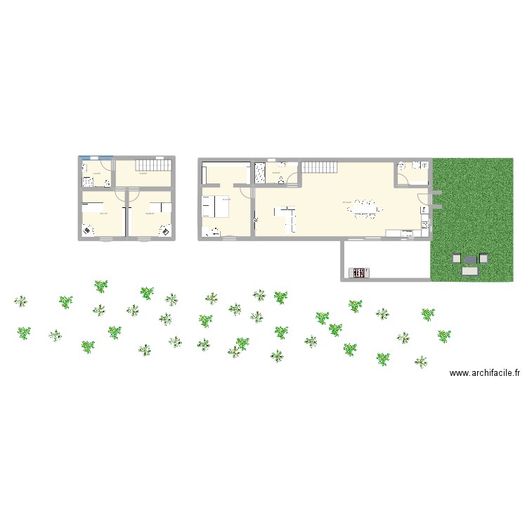 Maison. Plan de 7 pièces et 120 m2