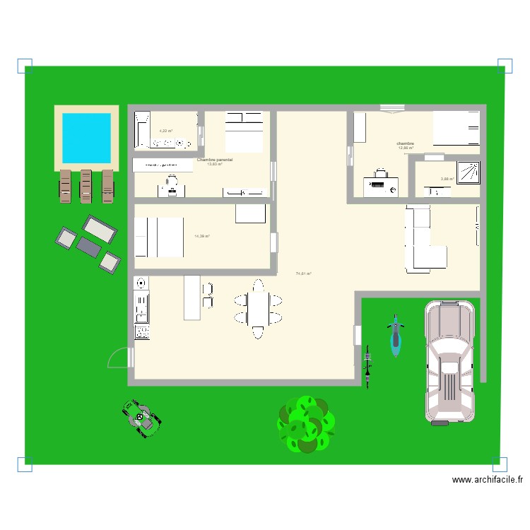 maison. Plan de 6 pièces et 124 m2