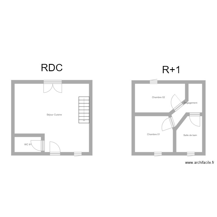 350601061. Plan de 6 pièces et 54 m2