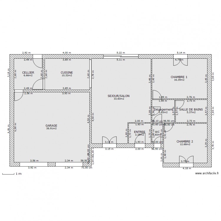 plain pied 2 Chambres et double garage intégré. Plan de 0 pièce et 0 m2