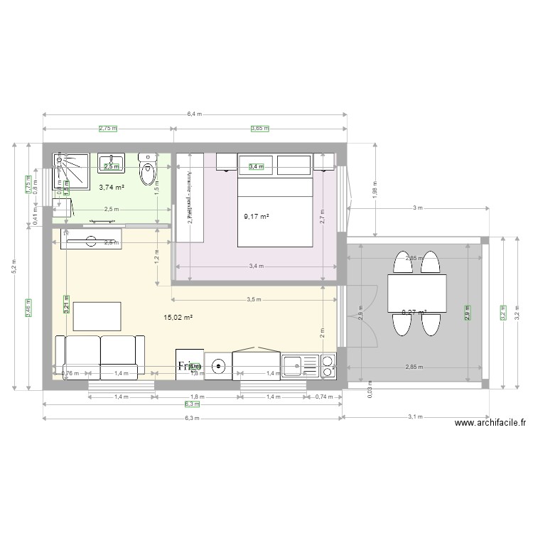 T2 SUR BASE DALLE EXISTANTE OK. Plan de 0 pièce et 0 m2