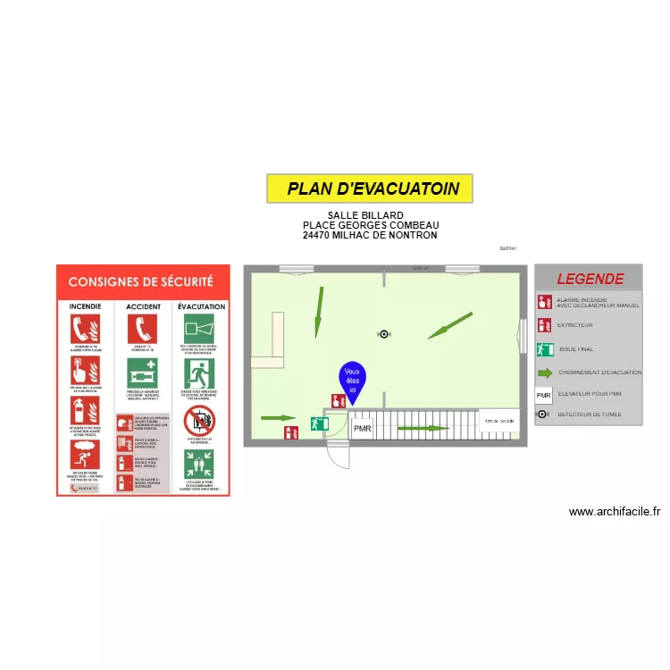 MILHAC SALLE BILLARD. Plan de MILHAC SALLE BILLARD. Plan de