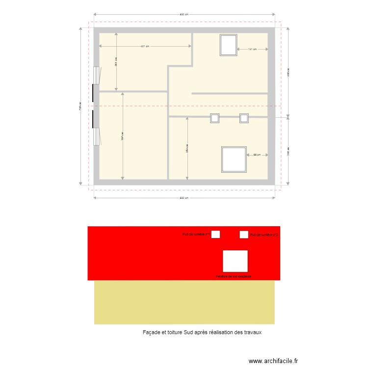 Plan avec projection des travaux. Plan de 0 pièce et 0 m2