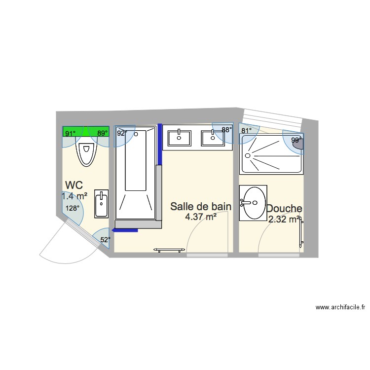 Zoom pièces eau. Plan de 0 pièce et 0 m2