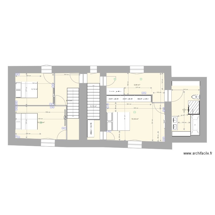 1er étage maman V5. Plan de 7 pièces et 75 m2