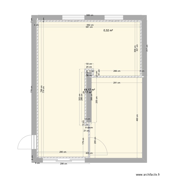 DELON . Plan de 3 pièces et 45 m2