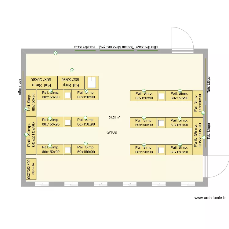 Salle sciences G109. Plan de 