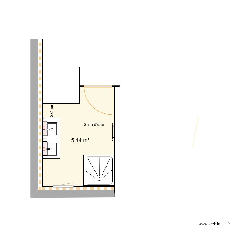 Salle d'eau Merlevenez. Plan de 1 pièce et 5 m2