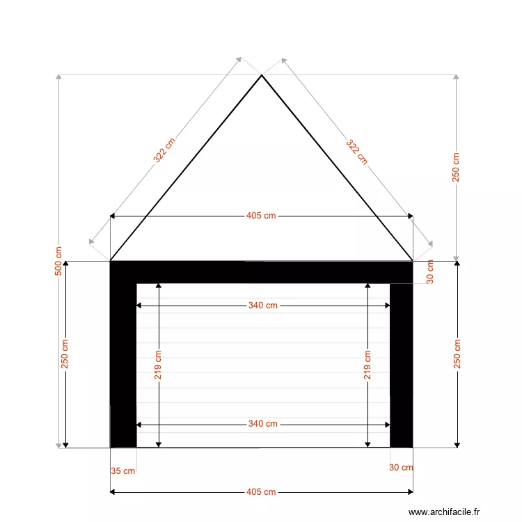 Facade Sud Carport. Plan de 