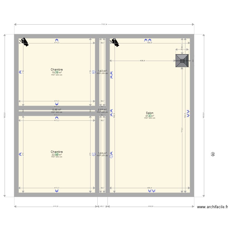 hhsce. Plan de 7 pièces et 93 m2