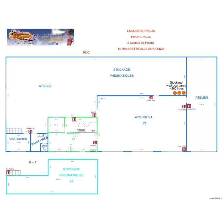 GARAGE PROFIL PLUS BRETTEVILLE SUR ODON. Plan de 