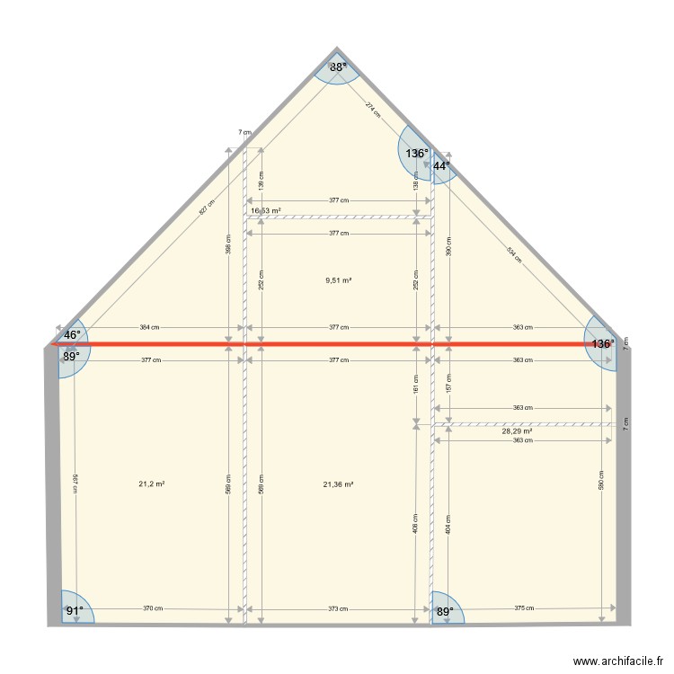 test. Plan de 5 pièces et 97 m2