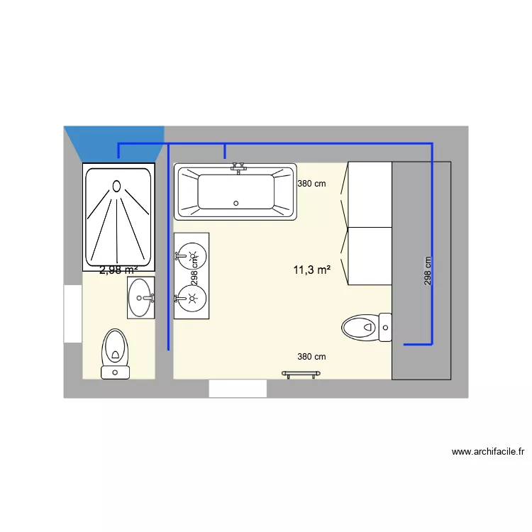 Salle de bain 1er. Plan de Salle de bain 1er. Plan de