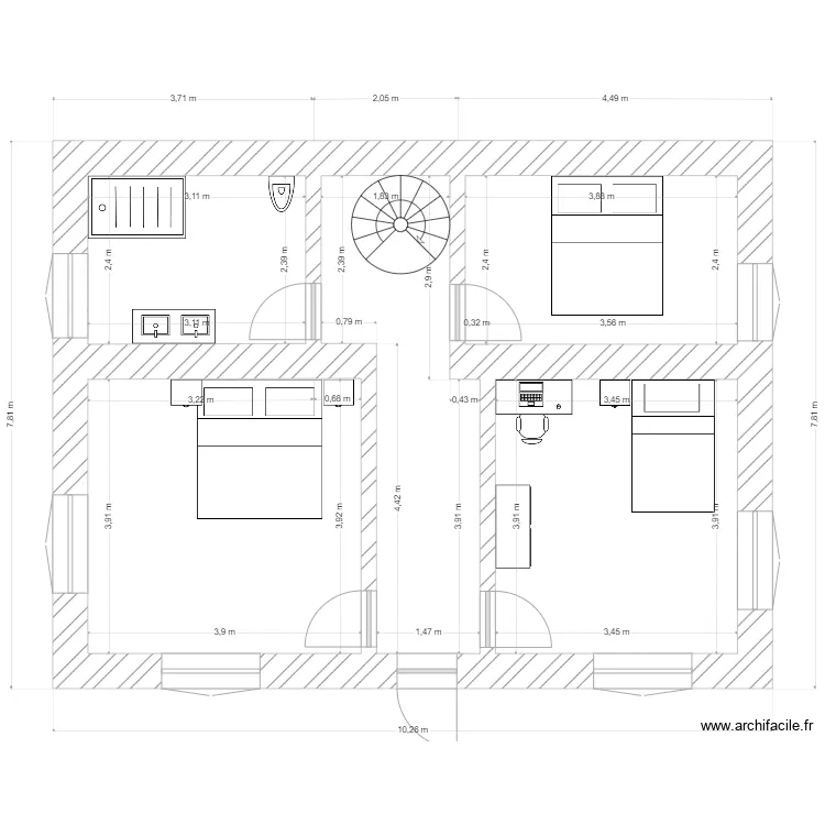 1er &eacute;tage transform&eacute;. Plan de 