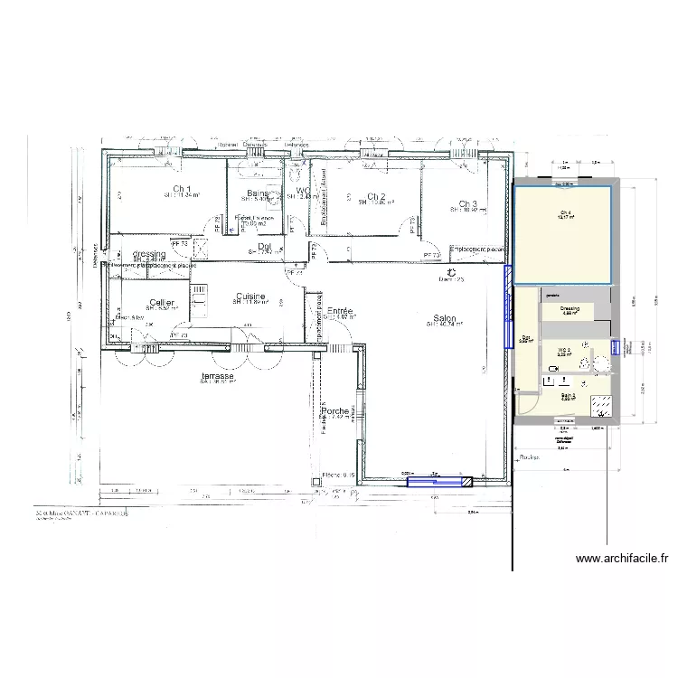 GANAYE pour DP modifier toiture plate. Plan de 