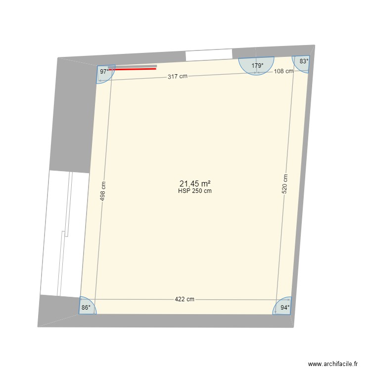 Plan Cuisine Valady tt vide. Plan de 1 pièce et 21 m2