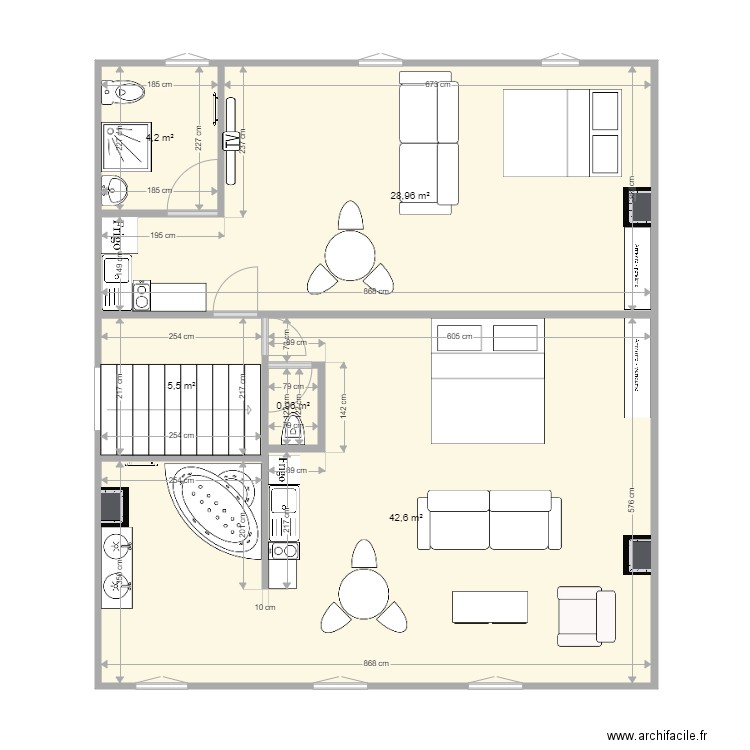 les bordes etage 2 nov version 2 appart. Plan de 5 pièces et 82 m2