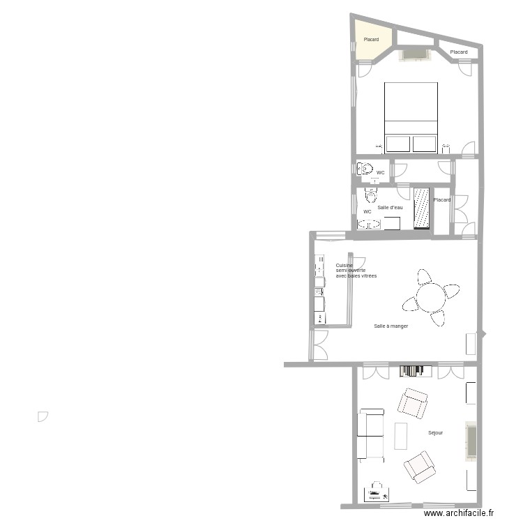 Plan Projet 22 Chomel. Plan de 1 pièce et 5 m2