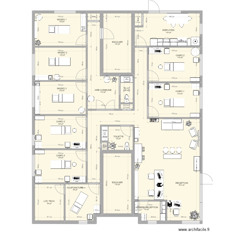 Nouvelle clinique 16 septembre 2022. Plan de 21 pièces et 225 m2