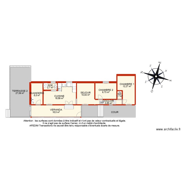 BI 10184 RDC. Plan de 12 pièces et 125 m2