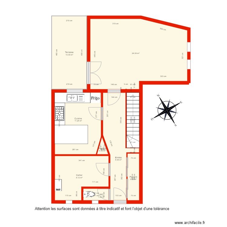 BI 3609 rdc côté. Plan de 0 pièce et 0 m2