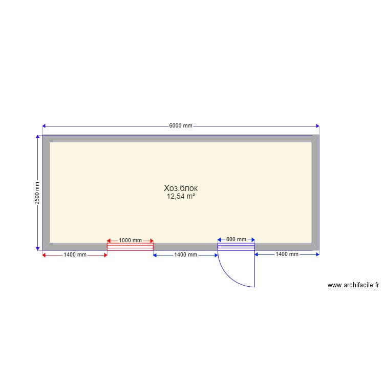 Hozz. Plan de 1 pièce et 13 m2