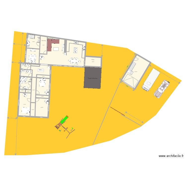 Maison La plaine limite propriété. Plan de 19 pièces et 196 m2