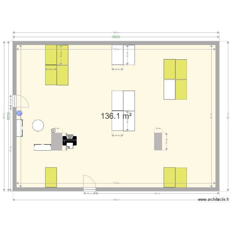 BUREAU P3 140m2. Plan de 0 pièce et 0 m2