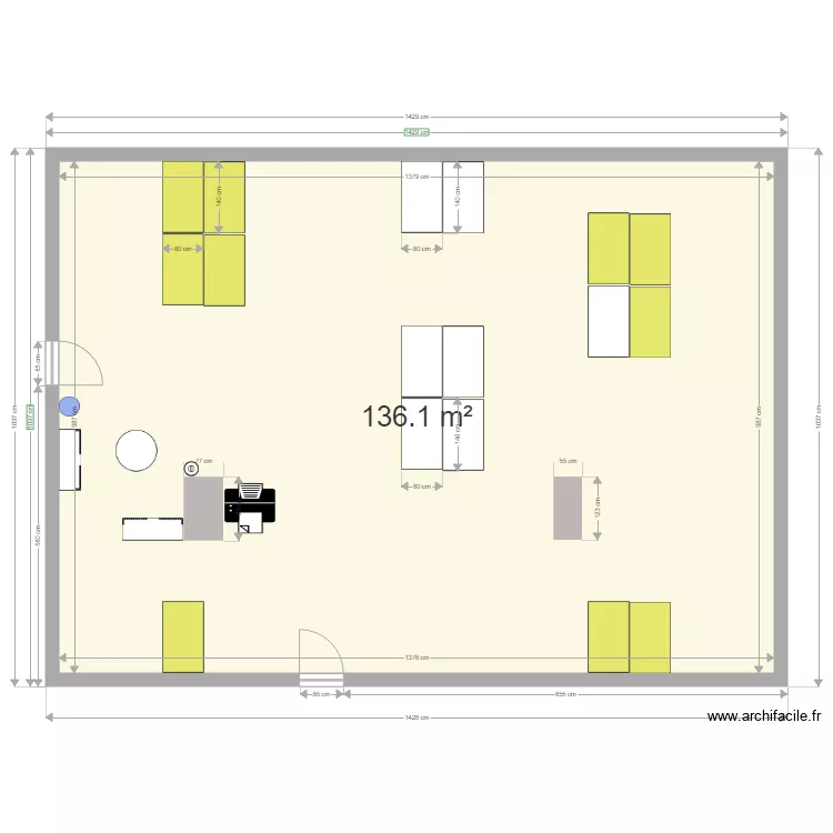 BUREAU P3 140m2. Plan de 