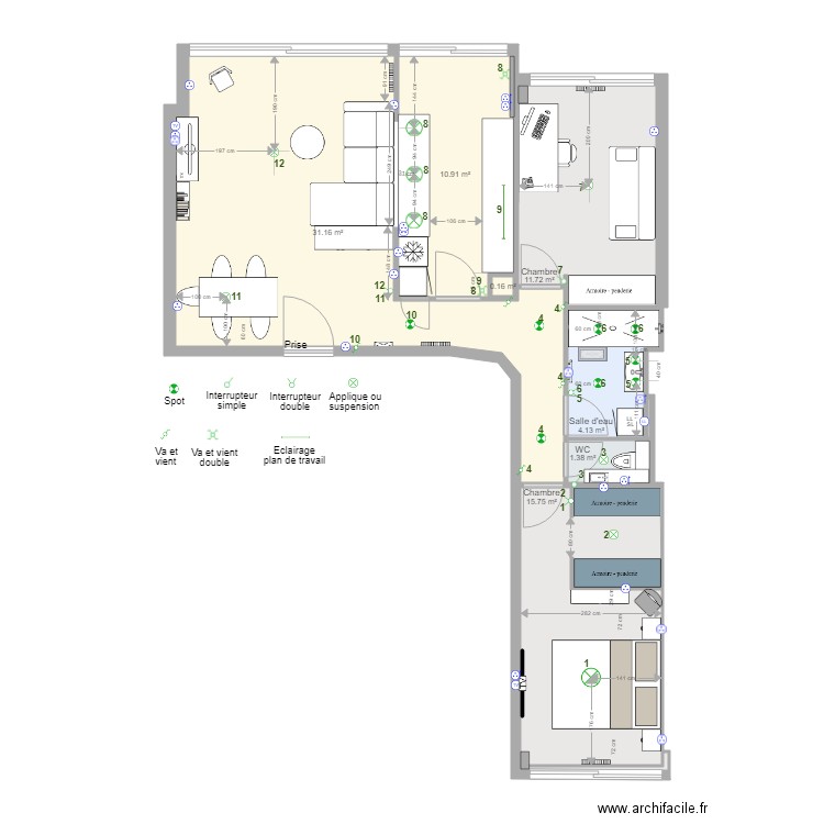 Villa des Arts Eclairage. Plan de 0 pièce et 0 m2