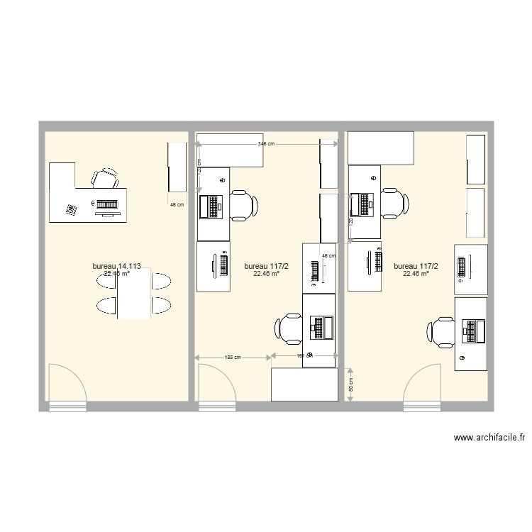 bureau 113  et 117. Plan de 0 pièce et 0 m2