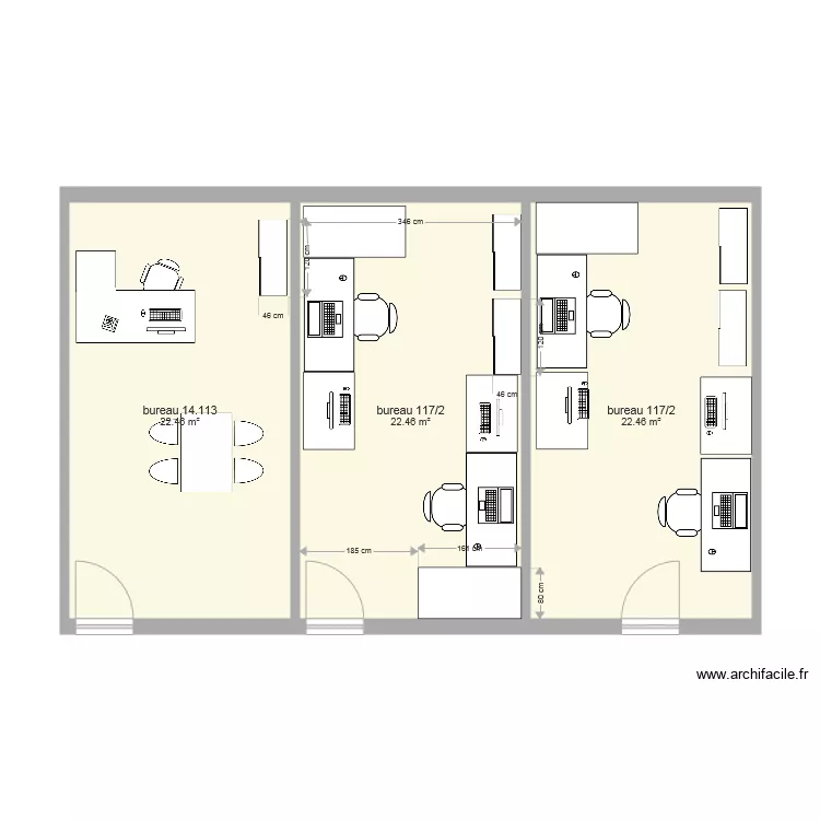 bureau 113  et 117. Plan de 