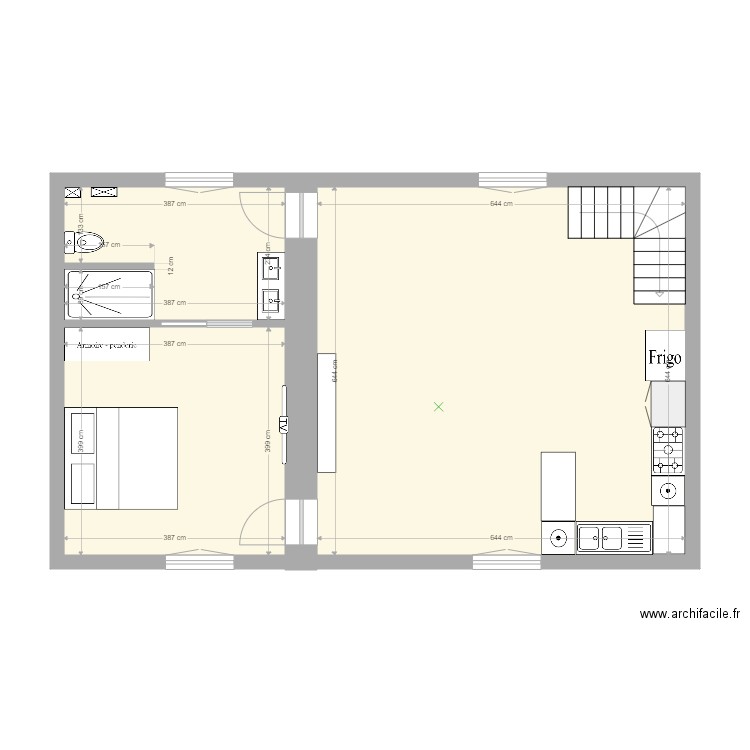 Nieuil plan 1. Plan de 3 pièces et 66 m2