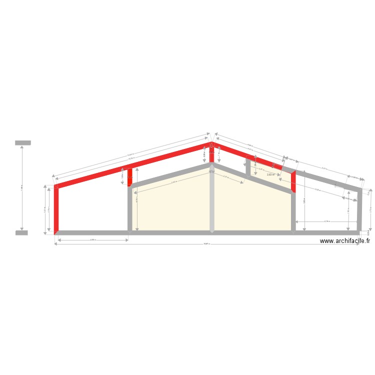 tonnara vue de cote  toit SANS JARDIN. Plan de 3 pièces et 37 m2