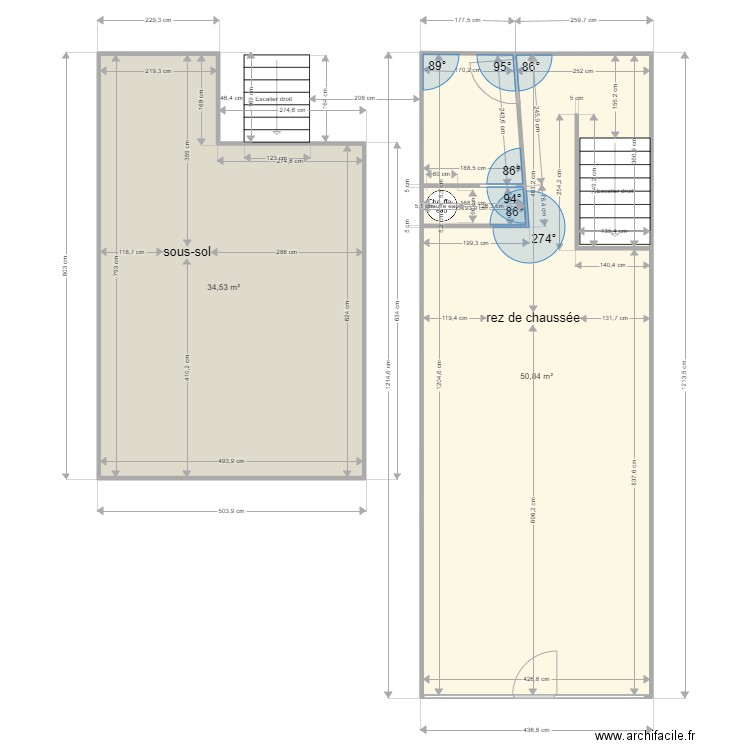 local Autun. Plan de 2 pièces et 85 m2