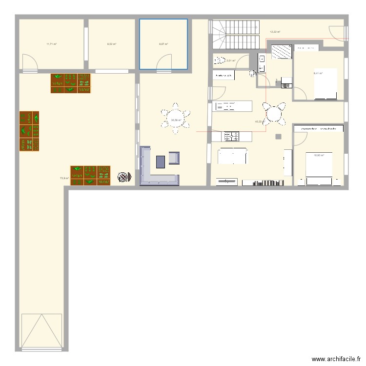 FM1.2. Plan de 22 pièces et 419 m2