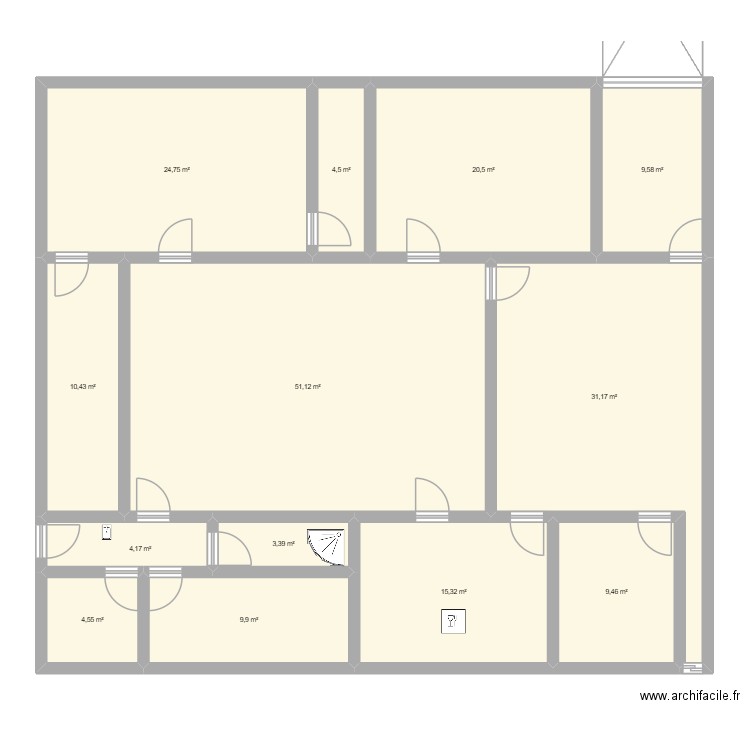 labo v2. Plan de 13 pièces et 199 m2