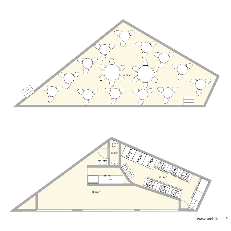 resto. Plan de 5 pièces et 102 m2