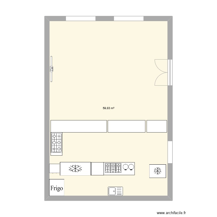 amenagement 1. Plan de 1 pièce et 60 m2