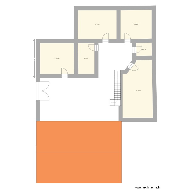 Postua. Plan de 6 pièces et 90 m2