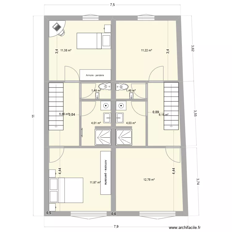 2eme etage ( duplex ) 4. Plan de 10 et 70 m² 2eme etage ( duplex ) 4. Plan de 10 et 70 m²