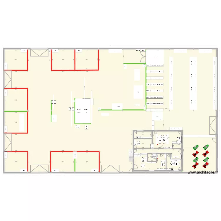 Batiment 2. Plan de 17  et 2022 m²