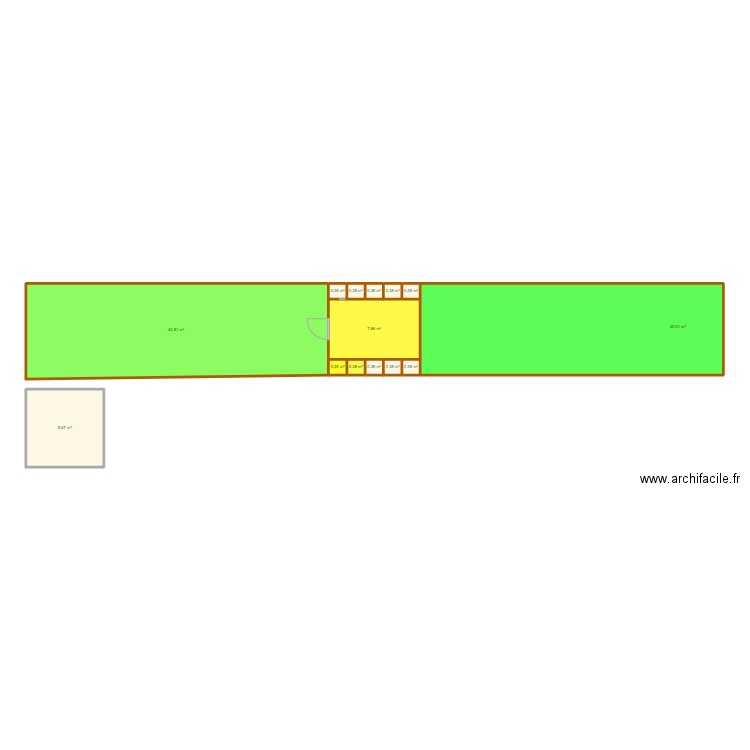 lapin . Plan de 14 pièces et 101 m2