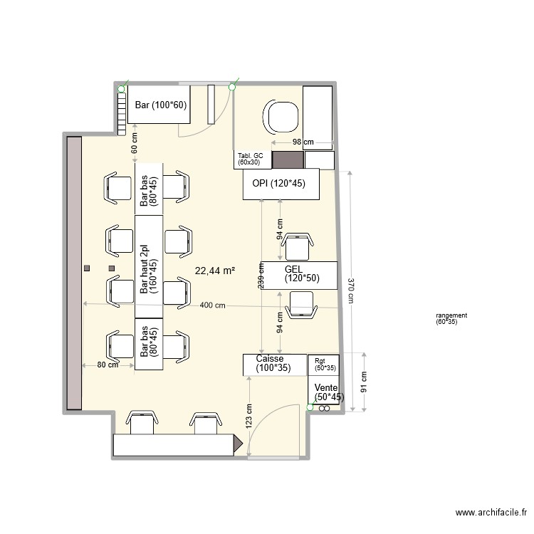 NB1 2022 v7. Plan de 1 pièce et 22 m2