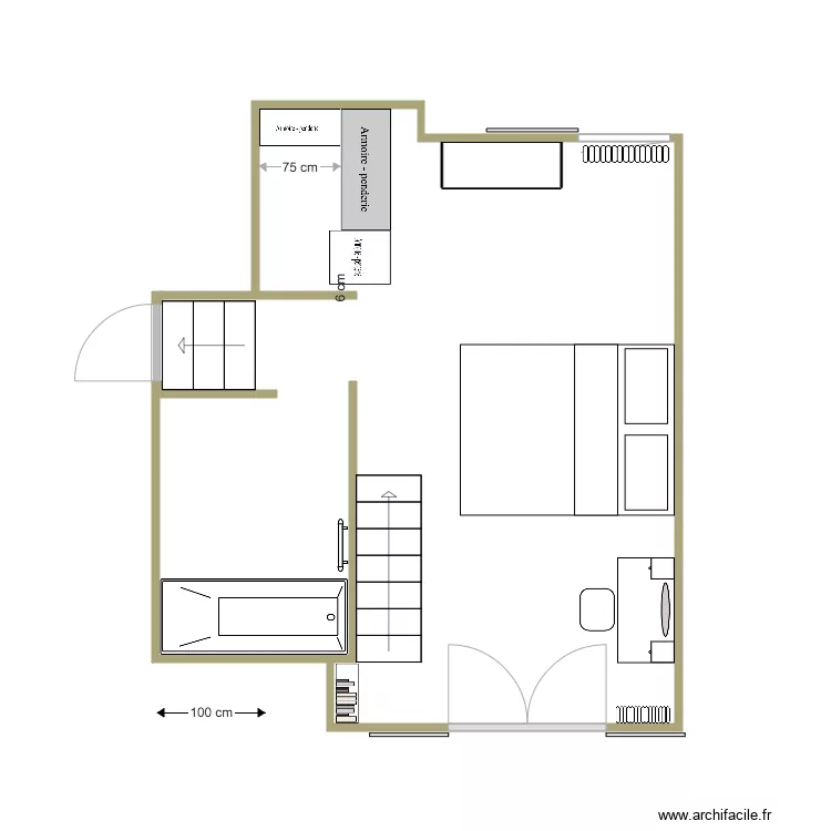 Suite parentale avec dressing aménagé. Plan de Suite parentale avec dressing aménagé. Plan de